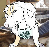 the homophobic dog eyeing the camera, drawn over in mspaint to look like my sona